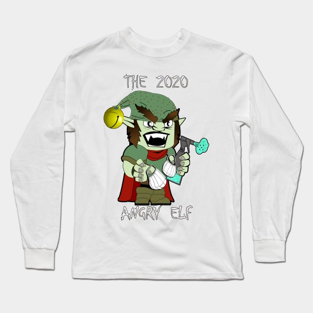 Christmas 2020 The Angry Elf Funny Graphic Elf with Masks & Disinfectant Social Distance Christmas Long Sleeve T-Shirt by tamdevo1